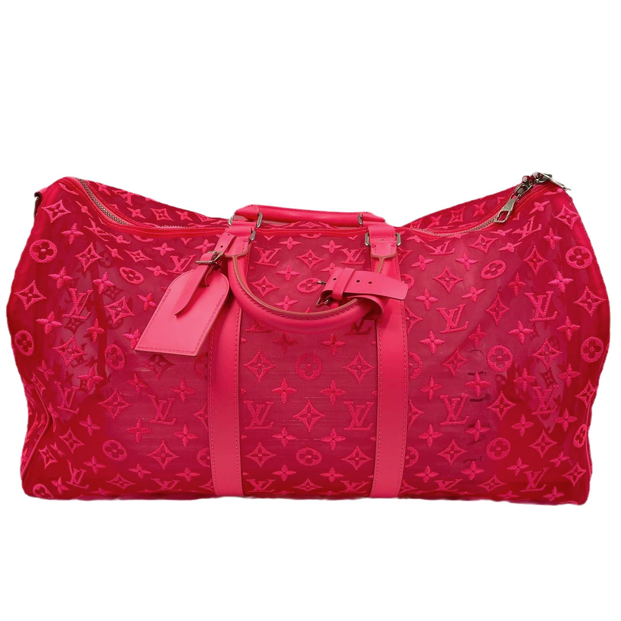 Louis Vuitton Keepall Bandouliere Monogram Mesh 50 Pink in Mesh/Leather