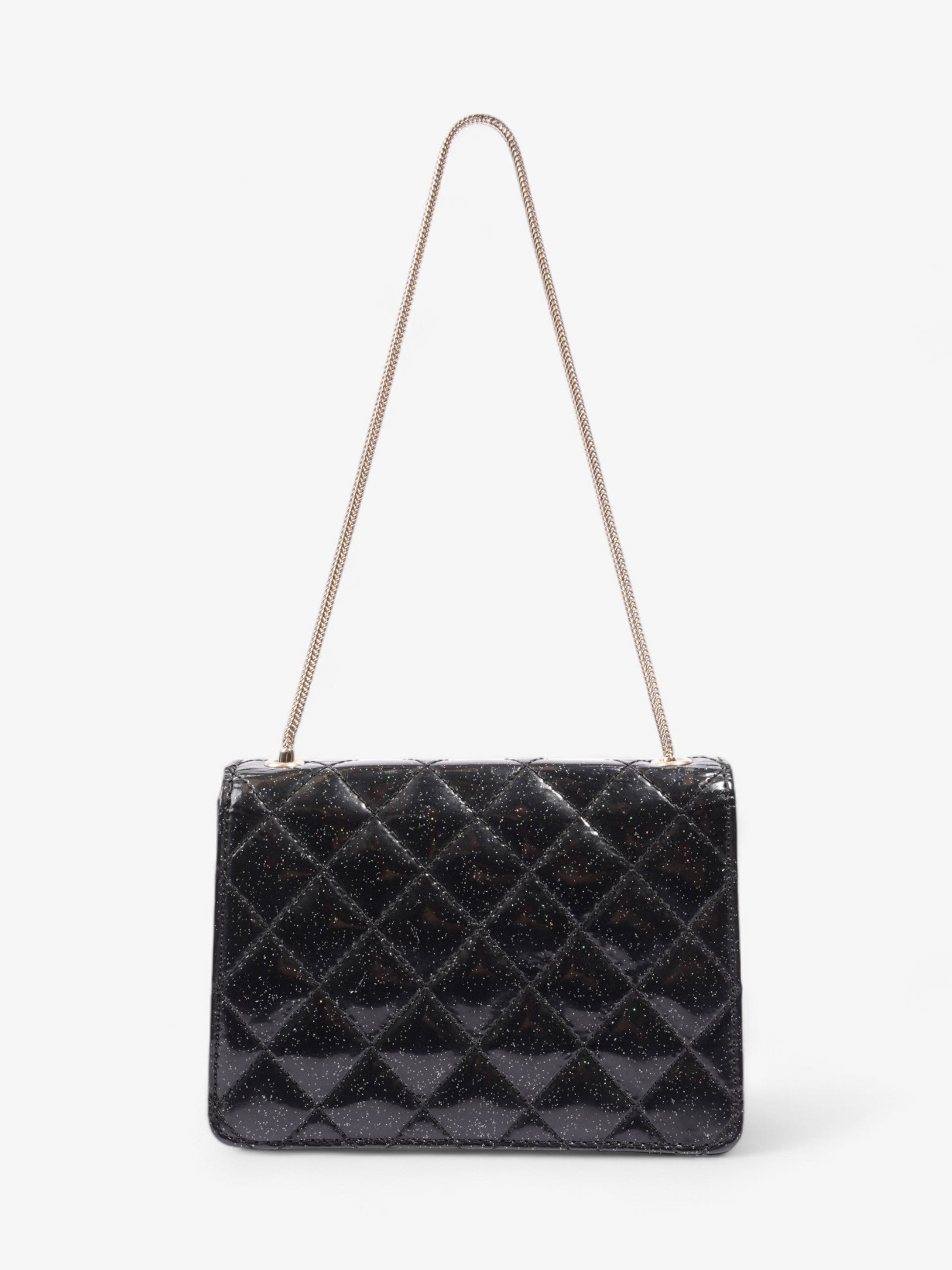 Chanel 2.55 Black Glitter Patent Leather Mini