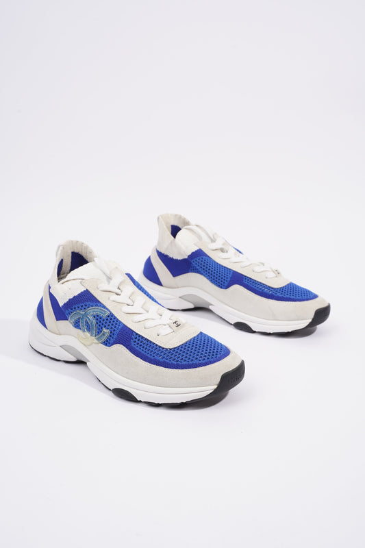 Chanel CC Logo Sneaker Blue White Suede EU 38 UK 5