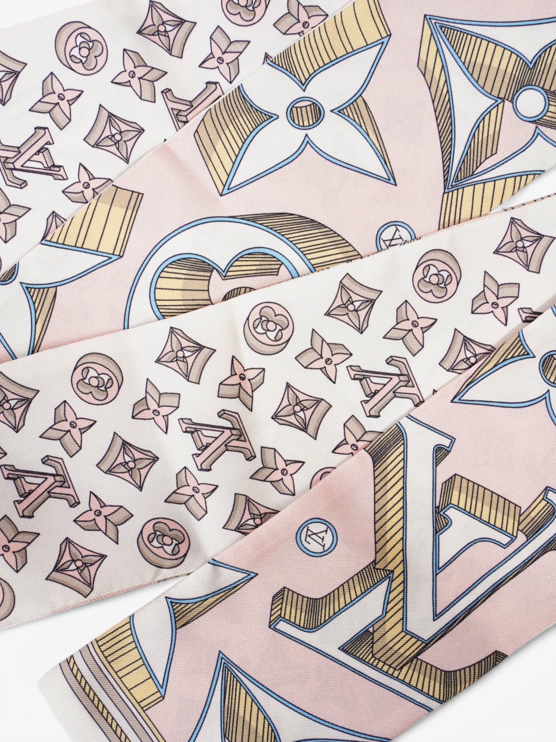 Louis Vuitton Bandeau White / Brown / Pink Silk