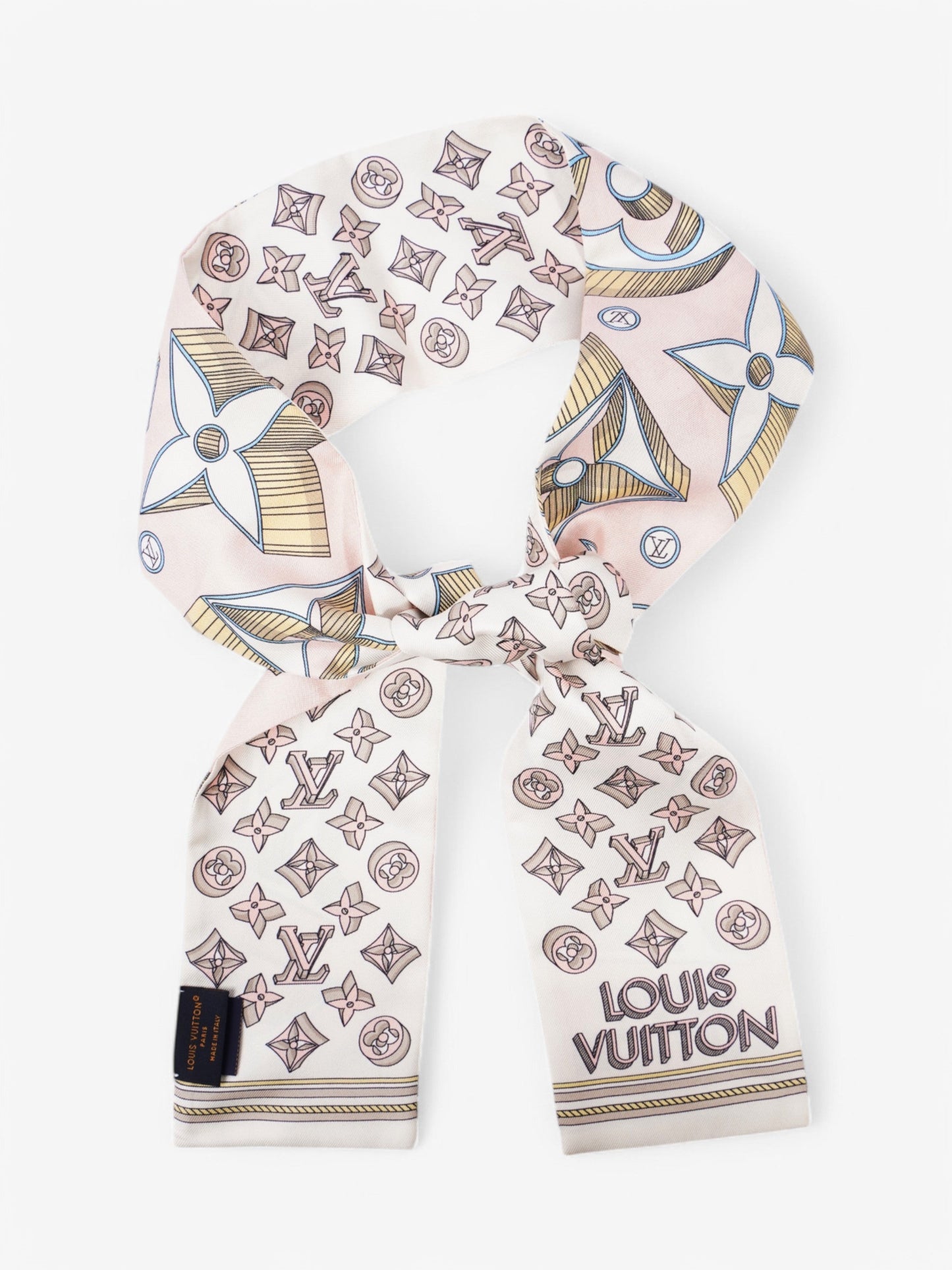 Louis Vuitton Bandeau White / Brown / Pink Silk