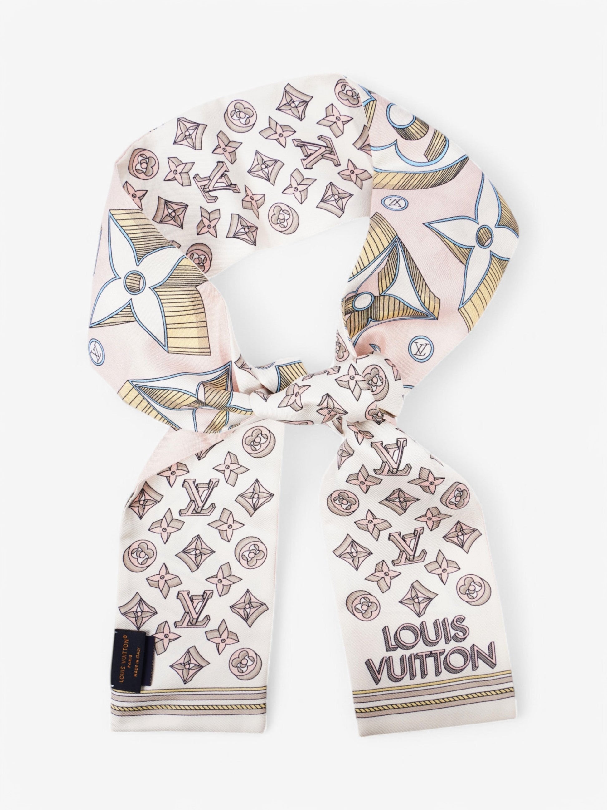Louis Vuitton Bandeau White / Brown / Pink Silk