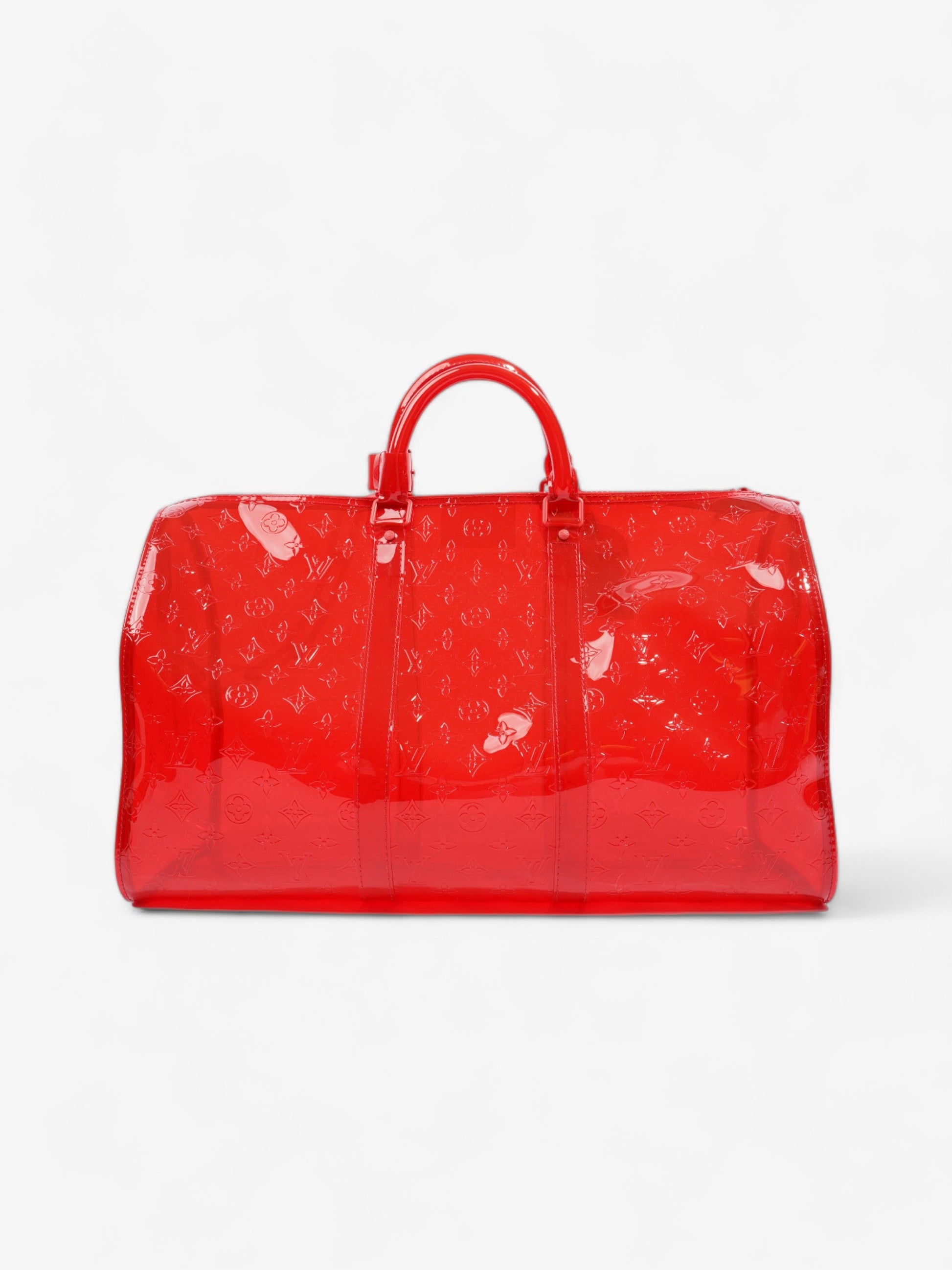 Louis Vuitton Transparent Keepall Bandouliere Virgil Abloh Red PVC 50cm