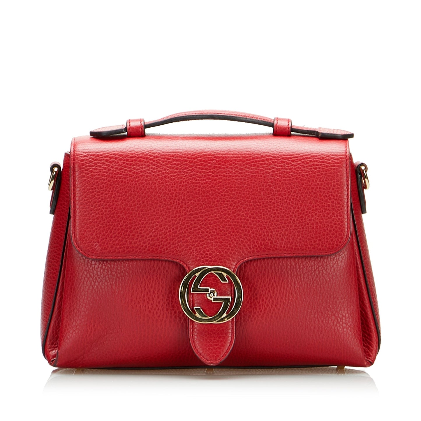 Gucci Interlocking G Red Leather Calfskin Handbag