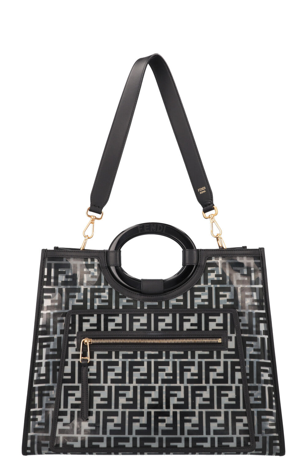 FENDI Medium Runway Tote Bag Zucca Print Black PVC