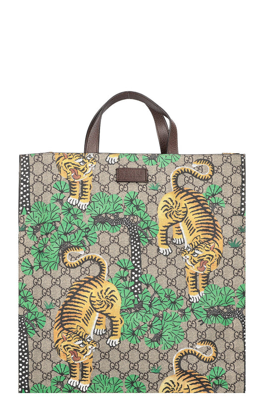 GUCCI Convertible Soft Open Tote Bengal Print GG Canvas