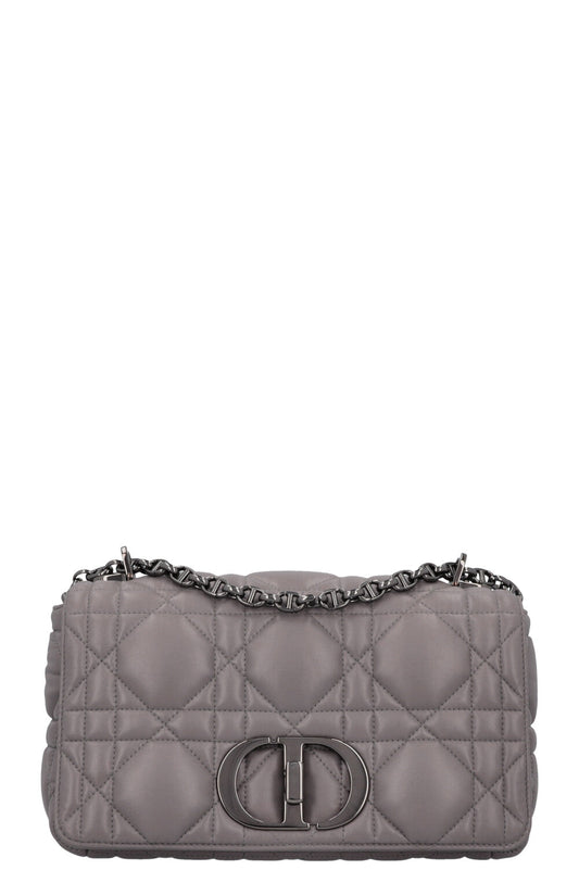 CHRISTIAN DIOR Caro Bag Macrocannage Calfskin Grey