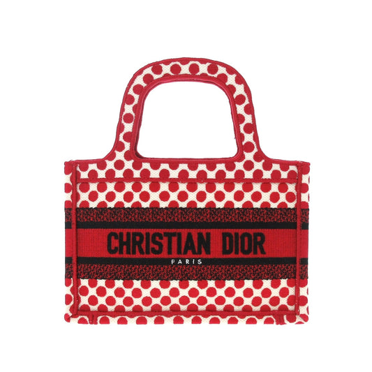 Red Dior DiorAmour Mini Embroidered Canvas Dots Book Tote