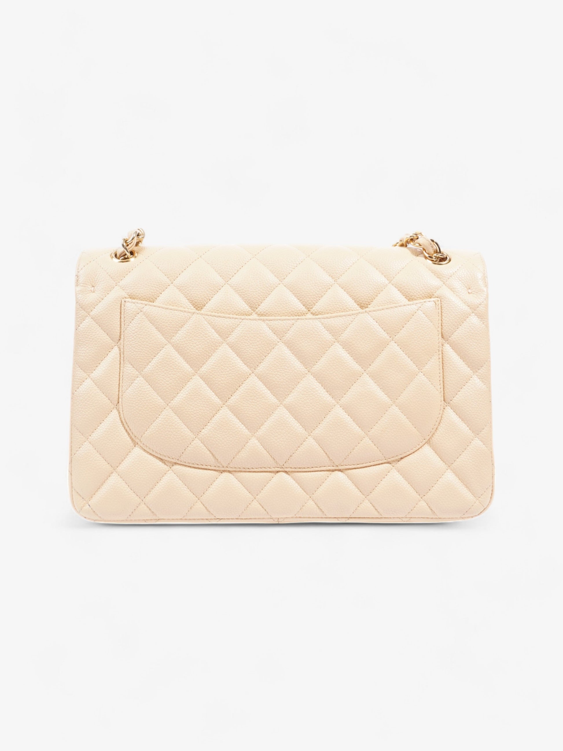 Chanel Classic Flap Beige Caviar Leather Jumbo