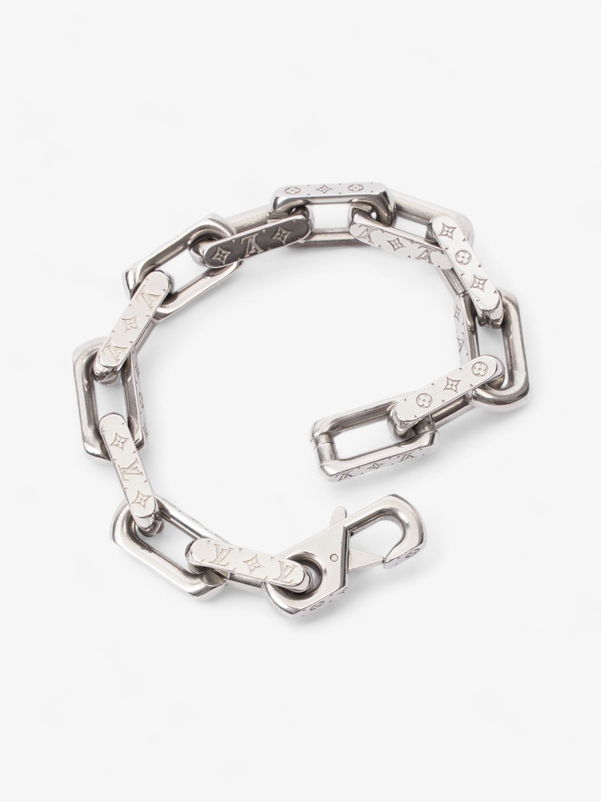 Louis Vuitton Chain Monogram Bracelet Silver Base Metal Medium