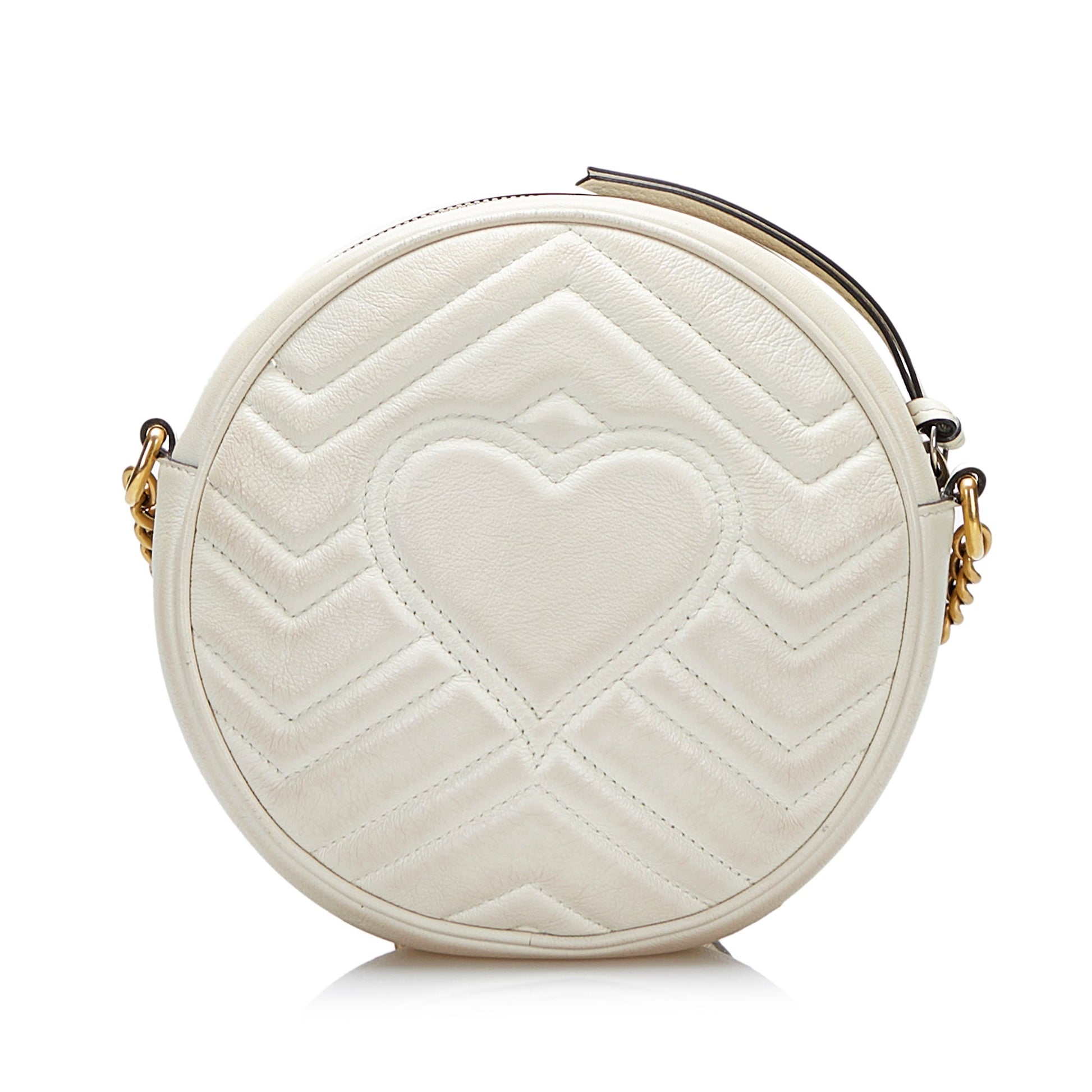 Gucci GG Marmont White Quilted Chain Crossbody