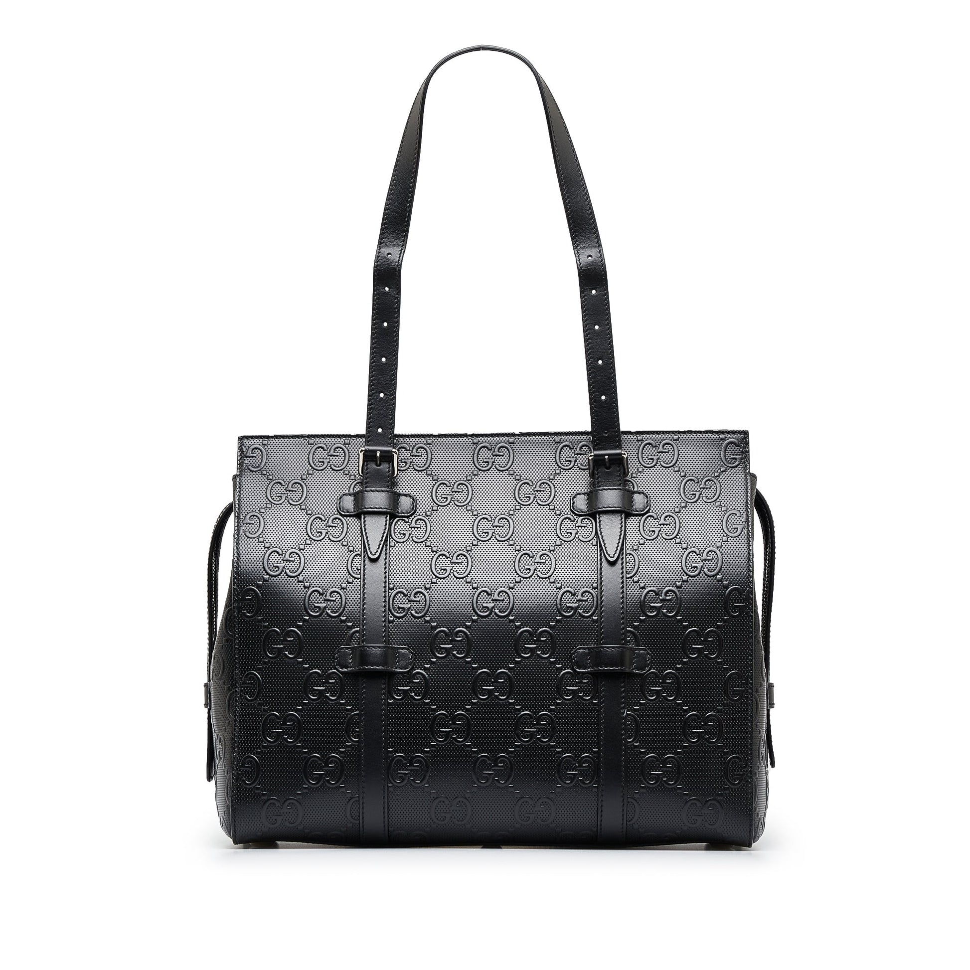 Gucci Guccissima Black Leather Tote Style 6