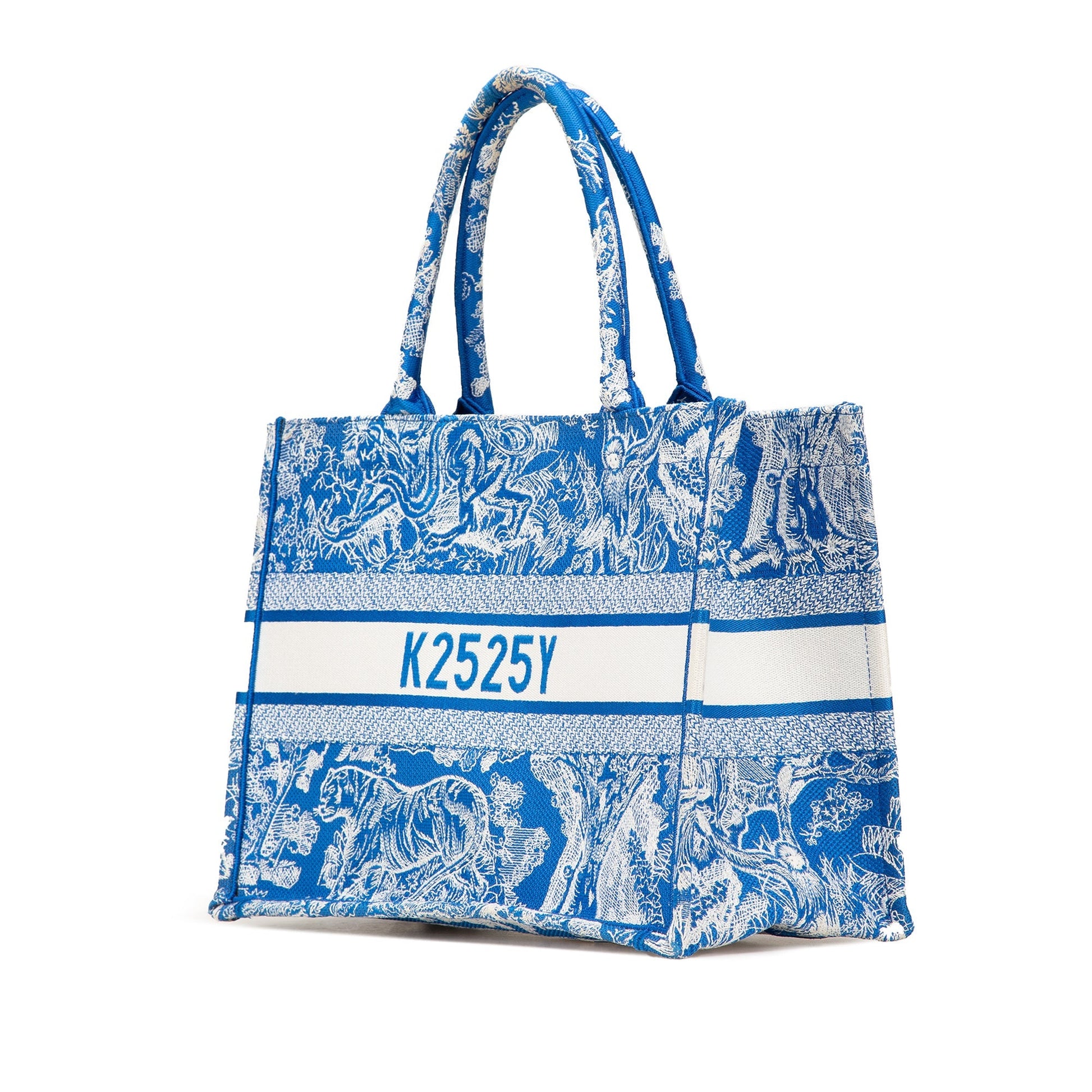 Blue Dior Medium Canvas Embroidered Dioriviera Toile De Jouy Book Tote