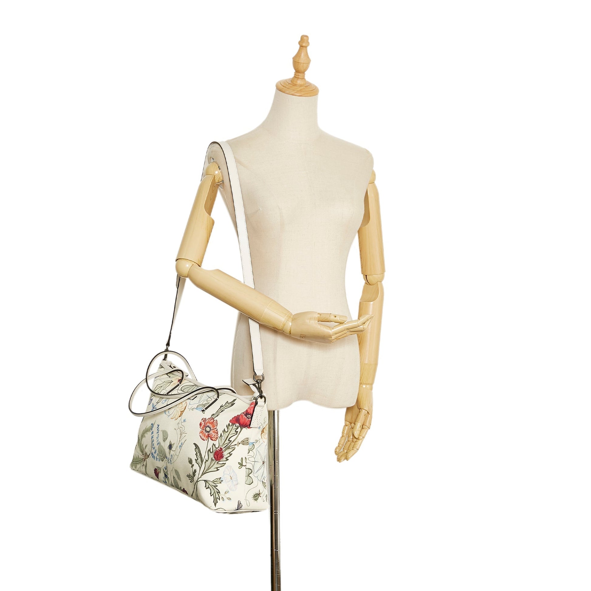Gucci Flora Leather Canvas Satchel
