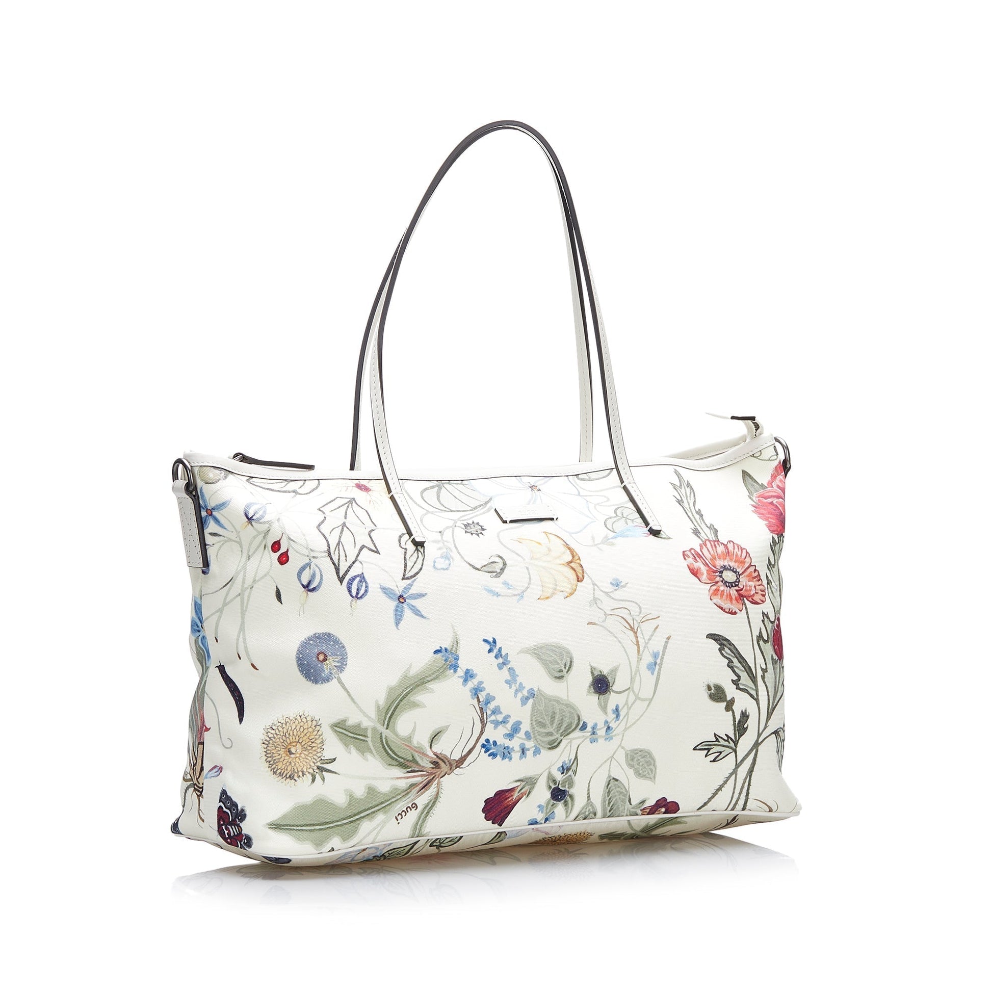Gucci Flora Leather Canvas Satchel