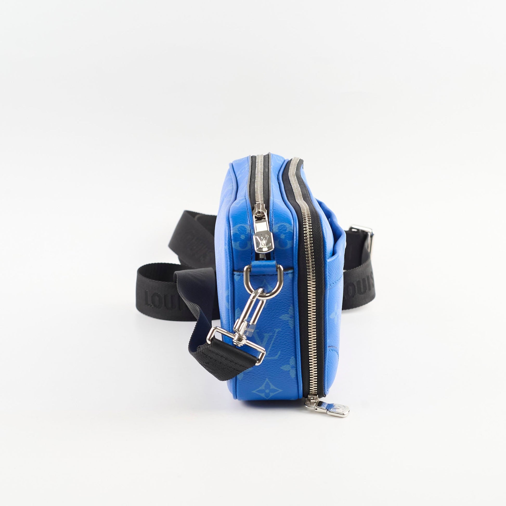 Louis Vuitton Taigarama Leather Messenger Bag Blue