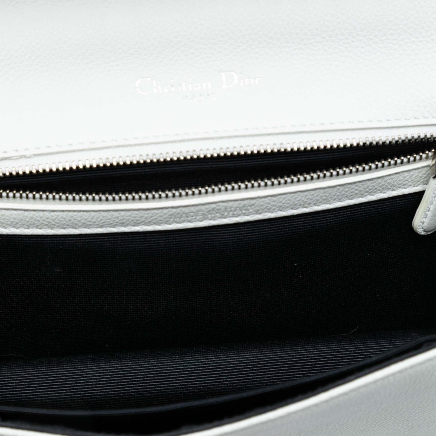 White Dior Small Grained Calfskin Diorama Flap Crossbody Bag