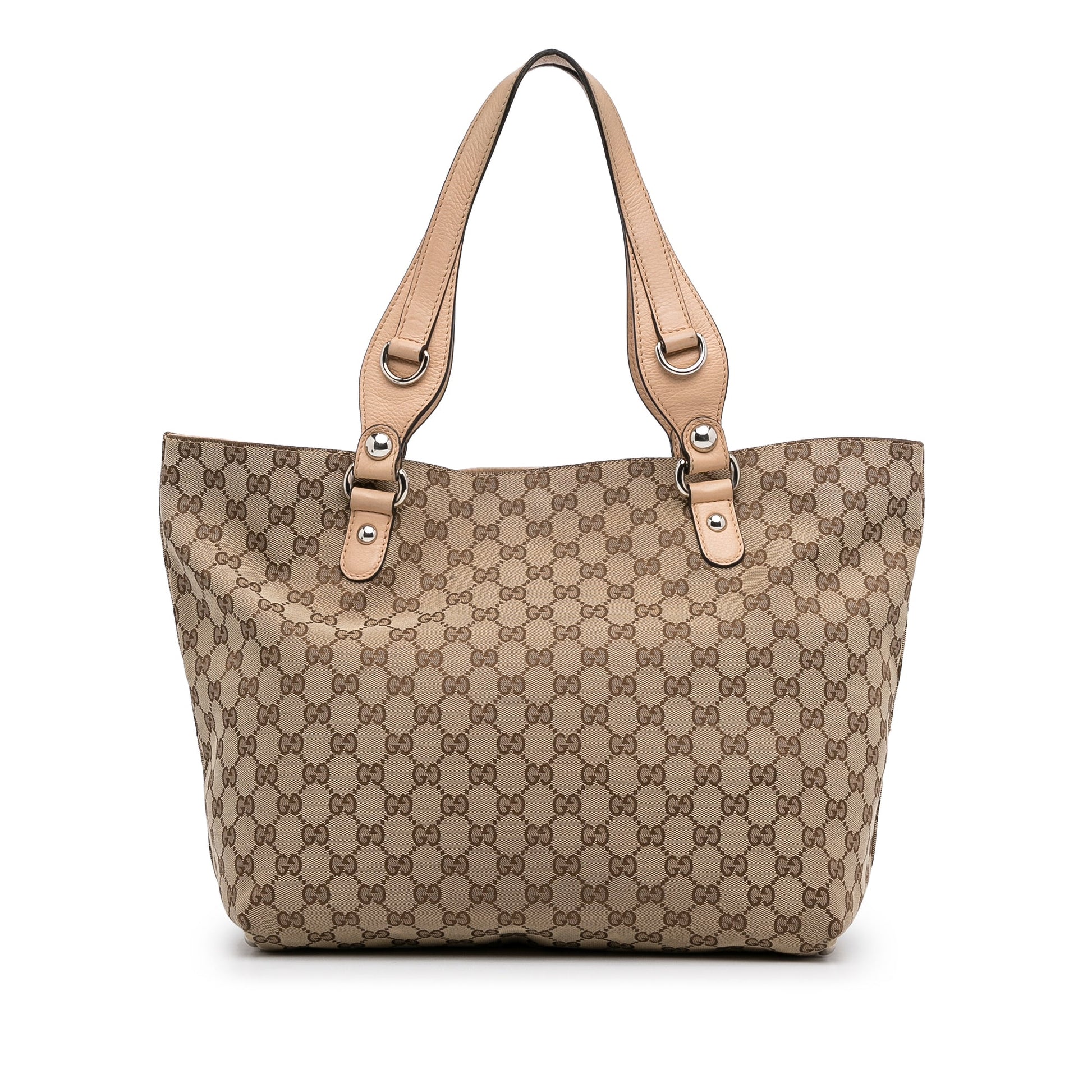 Gucci Brown Leather Canvas Tote Style 27