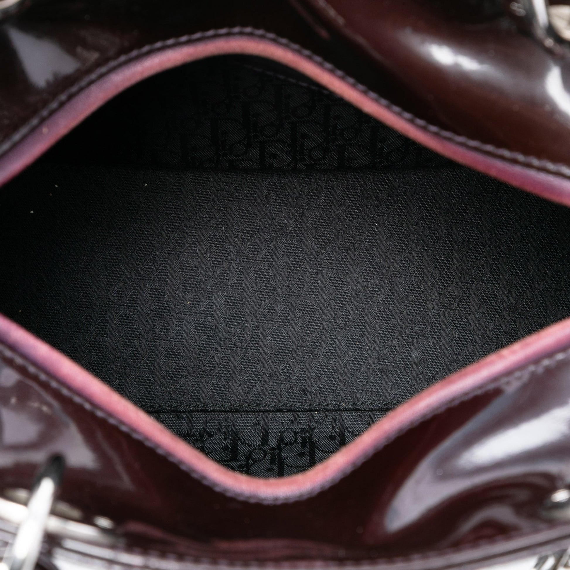 Red Dior Medium Patent Cannage Lady Dior Satchel