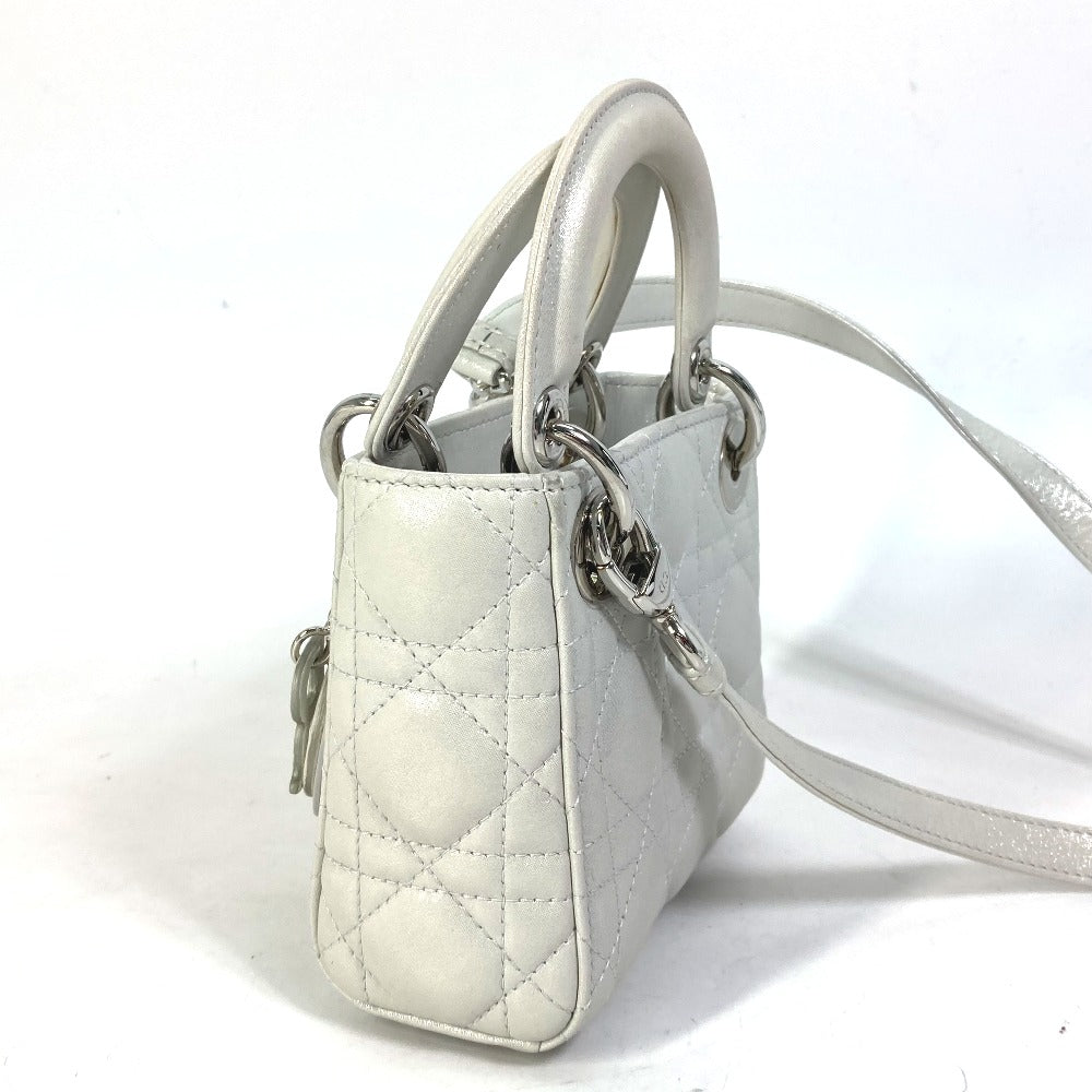 Dior Handbag leather Metallic gray type Lady Dior Cannage Mini Women