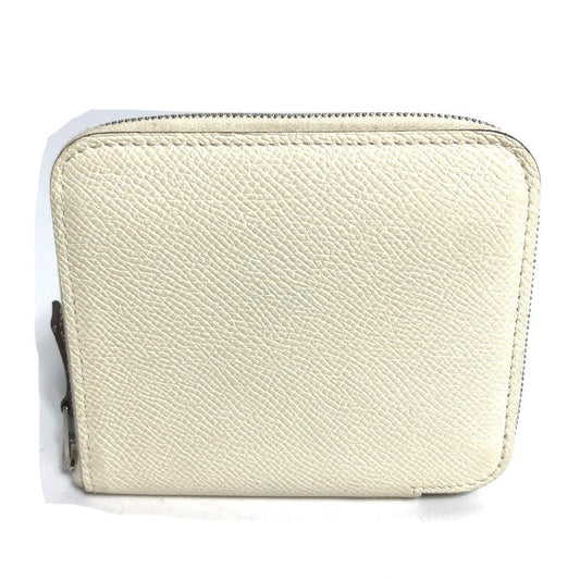 HERMES Coin case Epsom white Silk In Coin Pocket Compact Wallet Azap compact Women