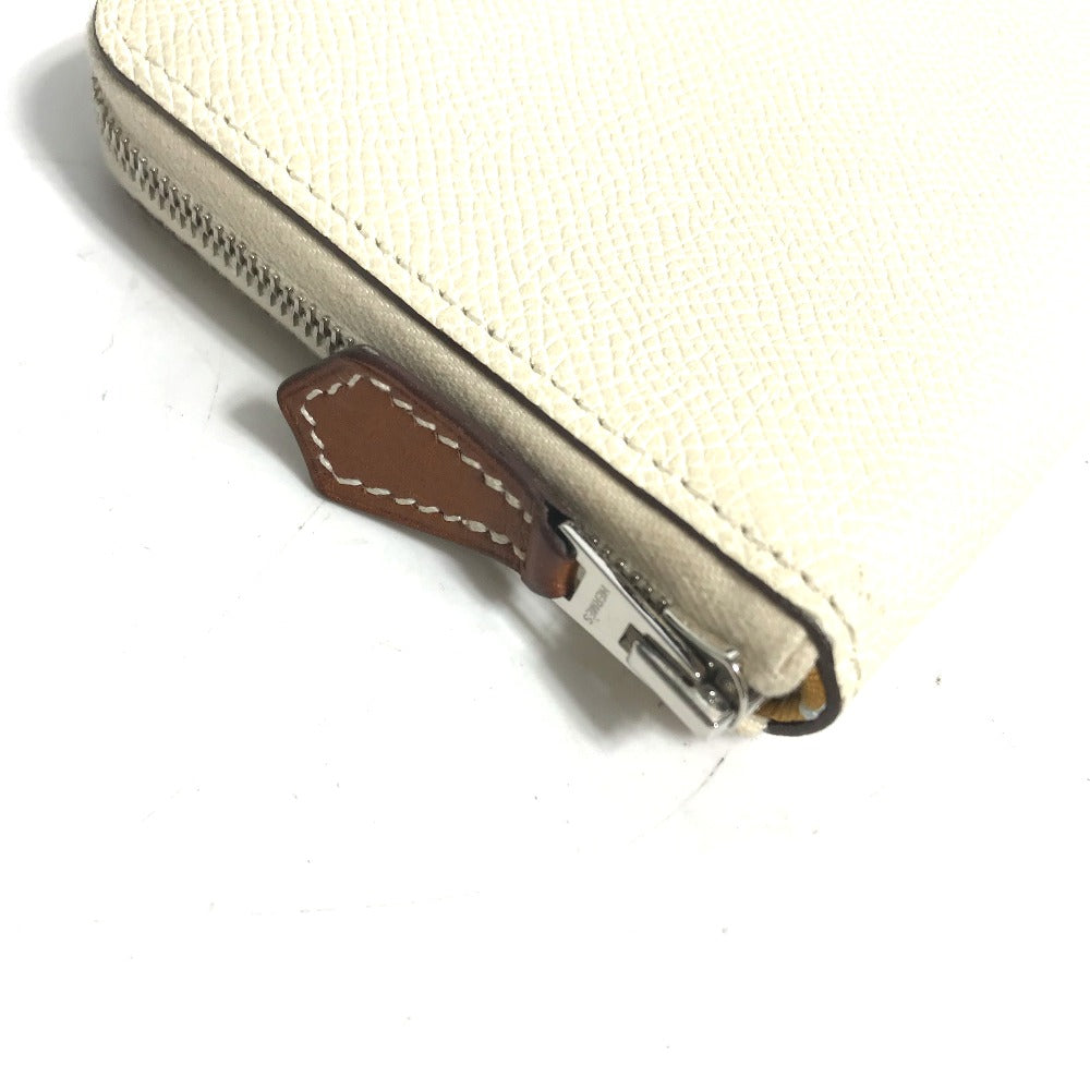HERMES Coin case Epsom white Silk In Coin Pocket Compact Wallet Azap compact Women