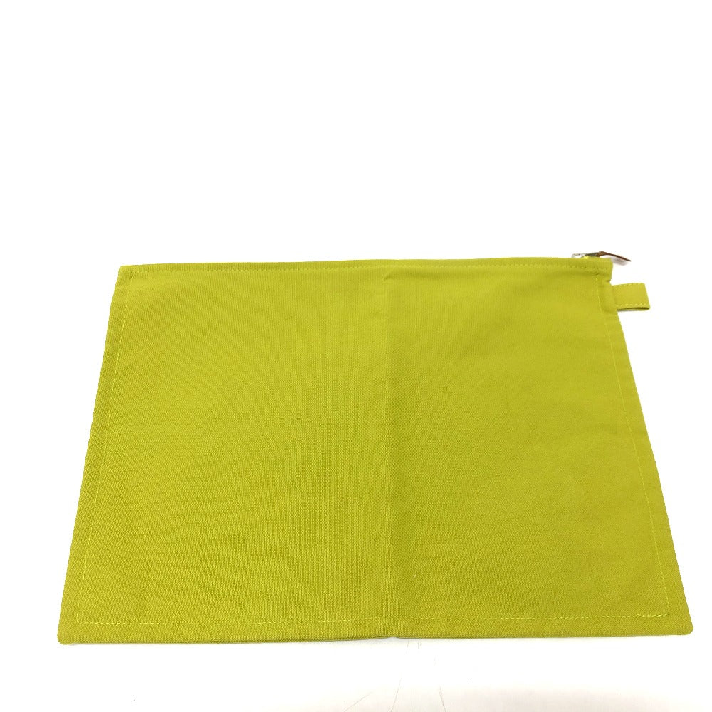 HERMES Pouch canvas Green type Large unisex(Unisex)