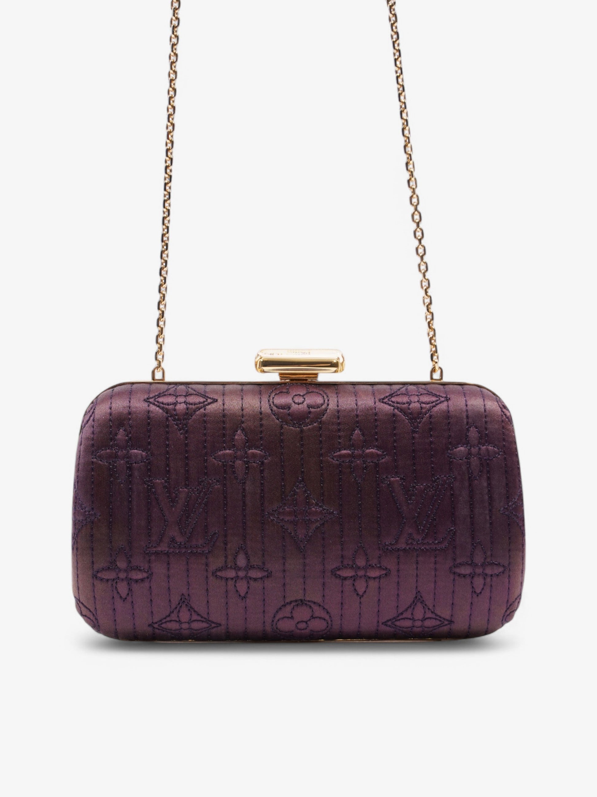 Luxury Women's Clutch Bag | Louis Vuitton Motard Minaudiere Clutch Bag Purple Silk