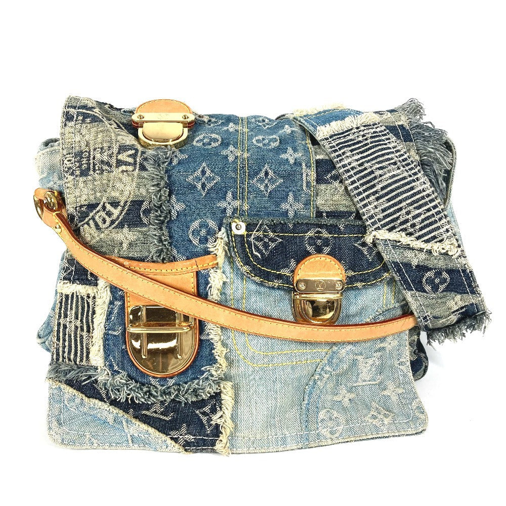 LOUIS VUITTON Shoulder Bag Monogram denim canvas blue Monogram denim Patchwork Posty