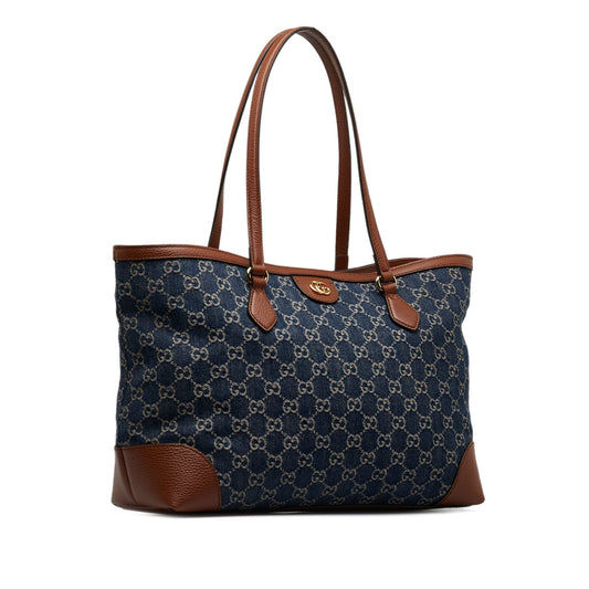 Gucci Ophidia Blue Leather Denim Tote