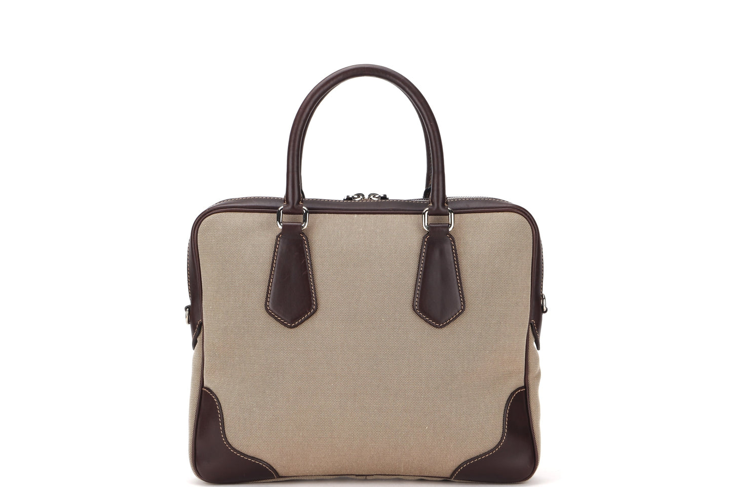 PRADA JACQUARD LOGO SHOULDER BAG CANVAS SILVER HARDWARE, WITH TAG, LOCK & STRAP, NO DUST COVER