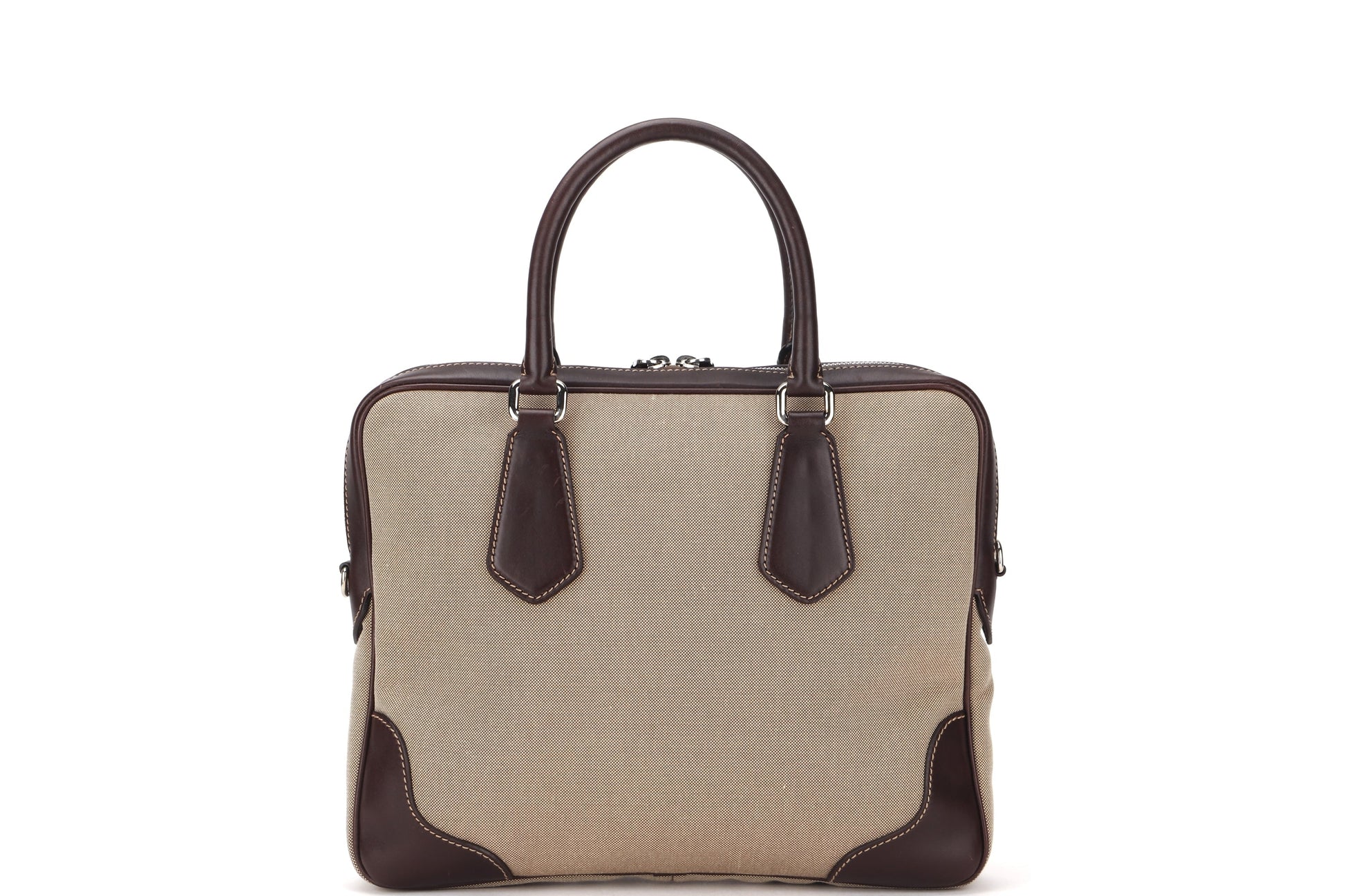 PRADA JACQUARD LOGO SHOULDER BAG CANVAS SILVER HARDWARE, WITH TAG, LOCK & STRAP, NO DUST COVER