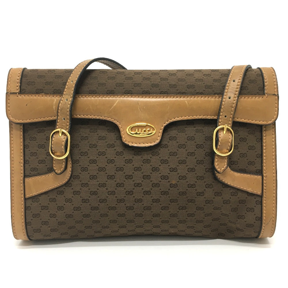 GUCCI Shoulder Bag 067 GG canvas / leather Brown Micro GG Old Gucci