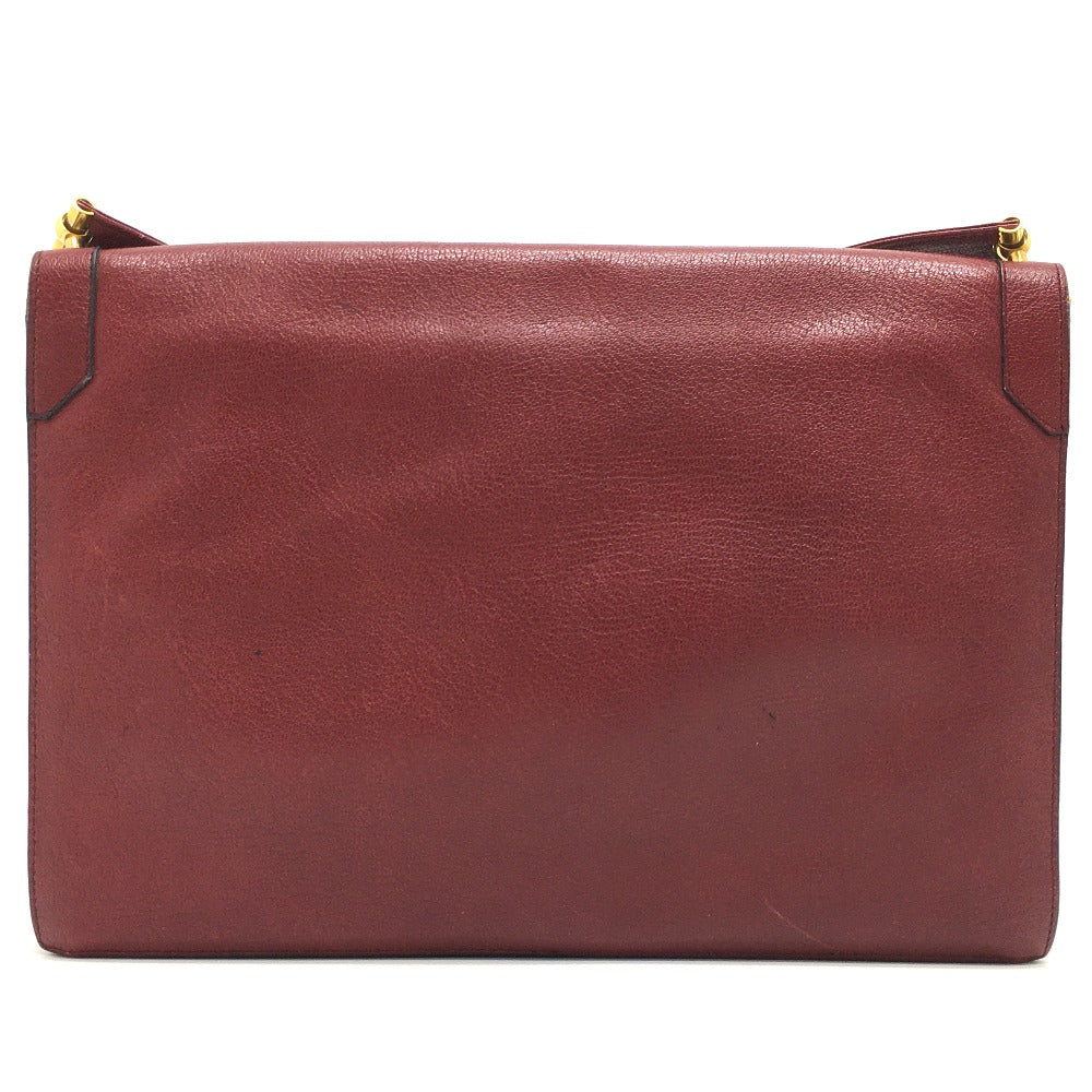 Christian Dior Shoulder Bag leather Red CDMetal Old Women