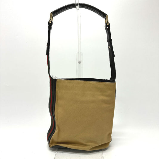 GUCCI Shoulder Bag 001?E4286 Leather / canvas beige Sherry line Women