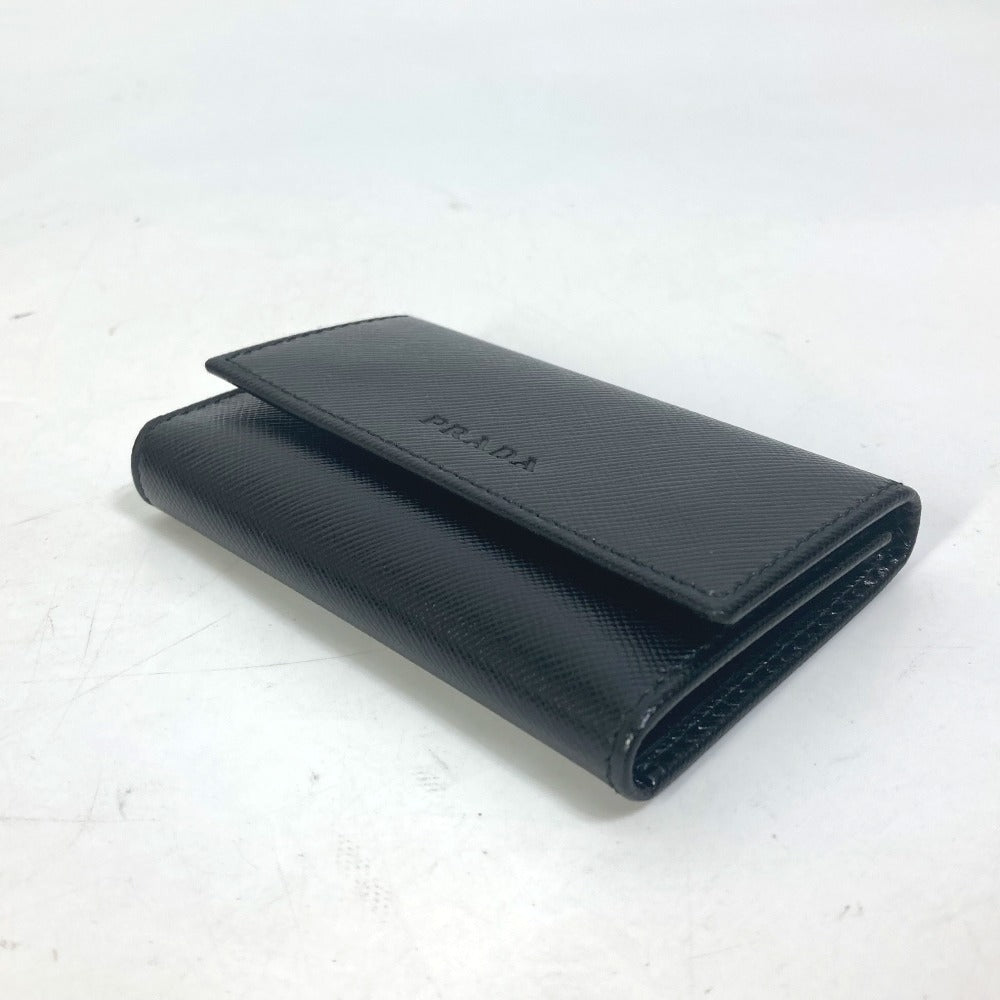 PRADA Key case Key holder M25U saffiano leather black key logo mens