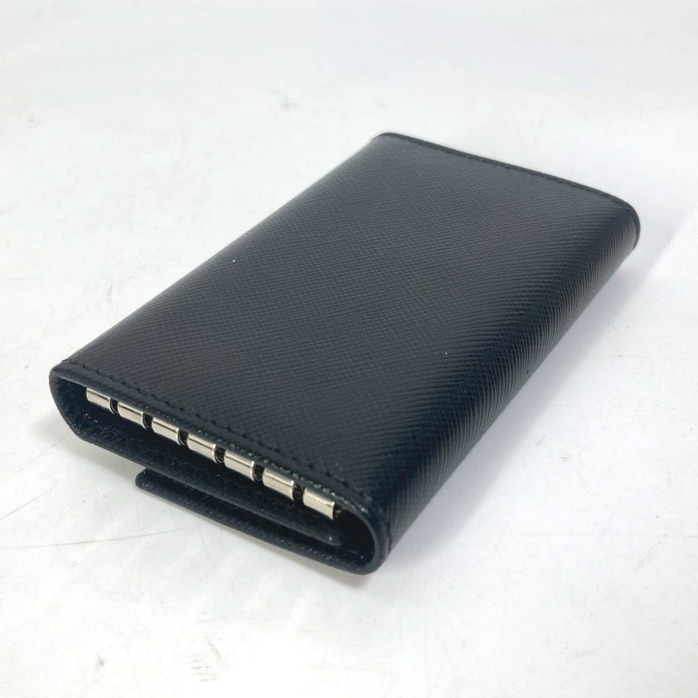 PRADA Key case Key holder M25U saffiano leather black key logo mens