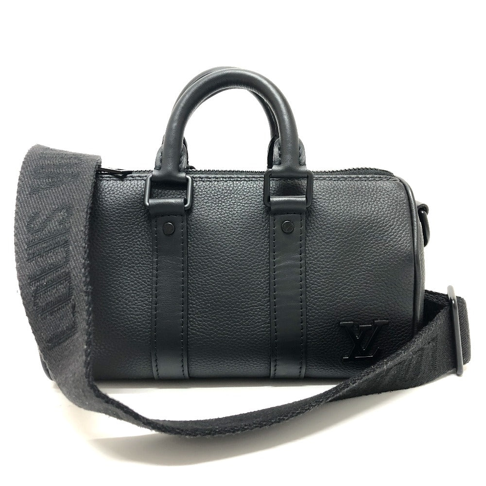 LOUIS VUITTON Boston Duffel bag Taurillon Clemence Leather black Aerogram Keepall XS Women