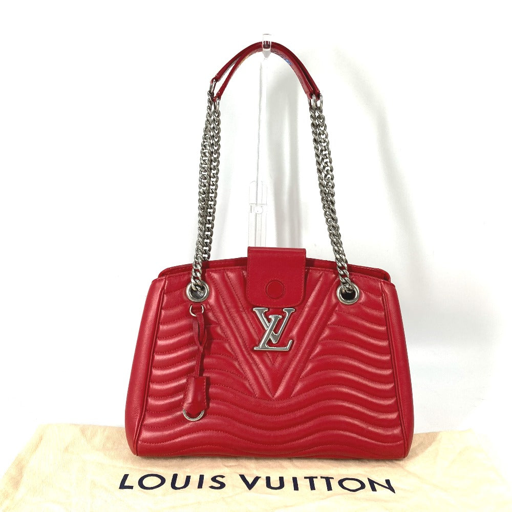 LOUIS VUITTON Shoulder Bag leather Red New Wave Chain tote Women