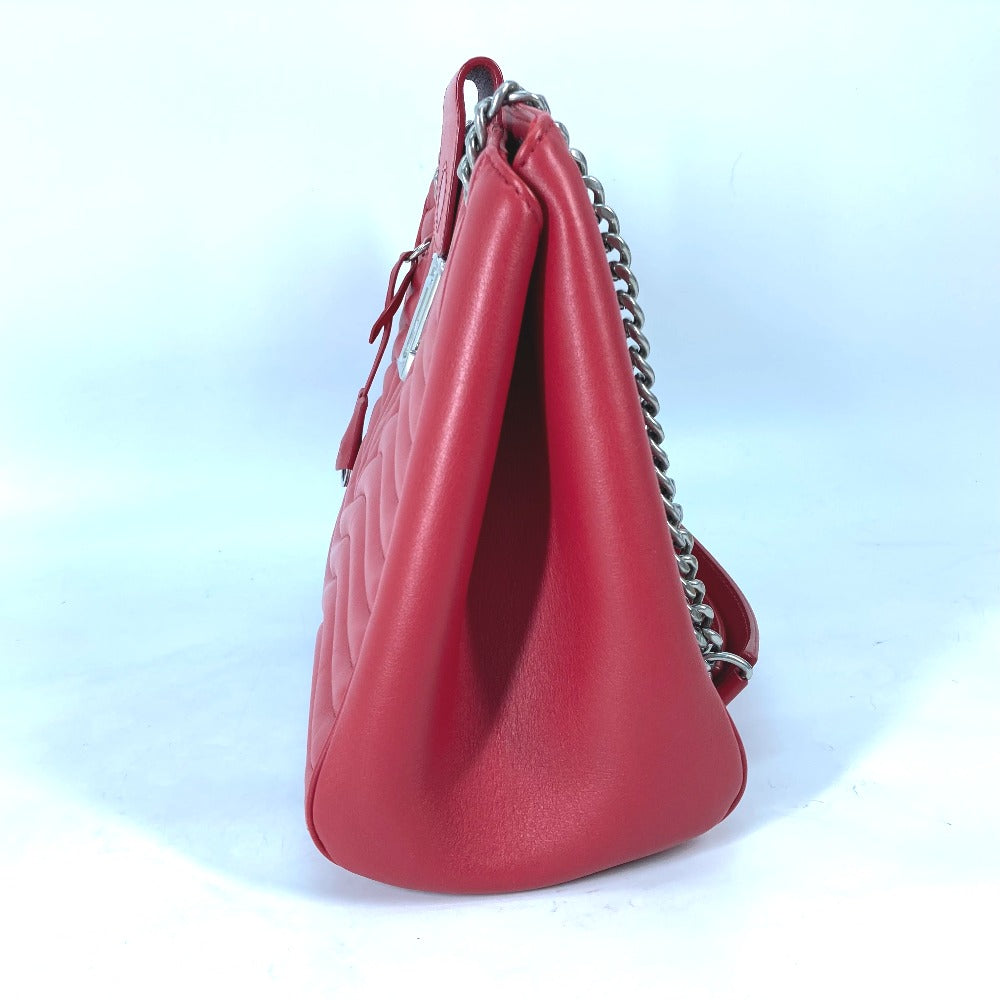 LOUIS VUITTON Shoulder Bag leather Red New Wave Chain tote Women