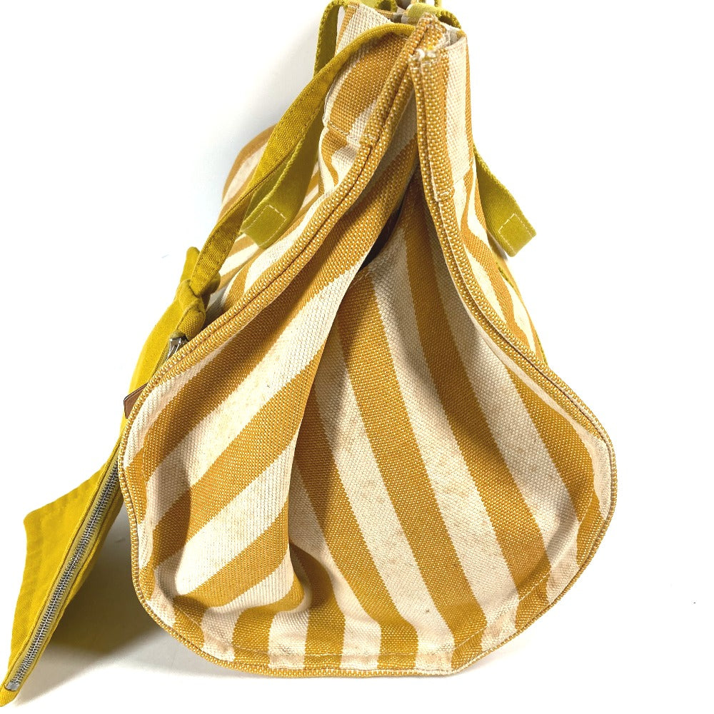 HERMES Tote Bag canvas yellow With porch Cannes MM Stripes