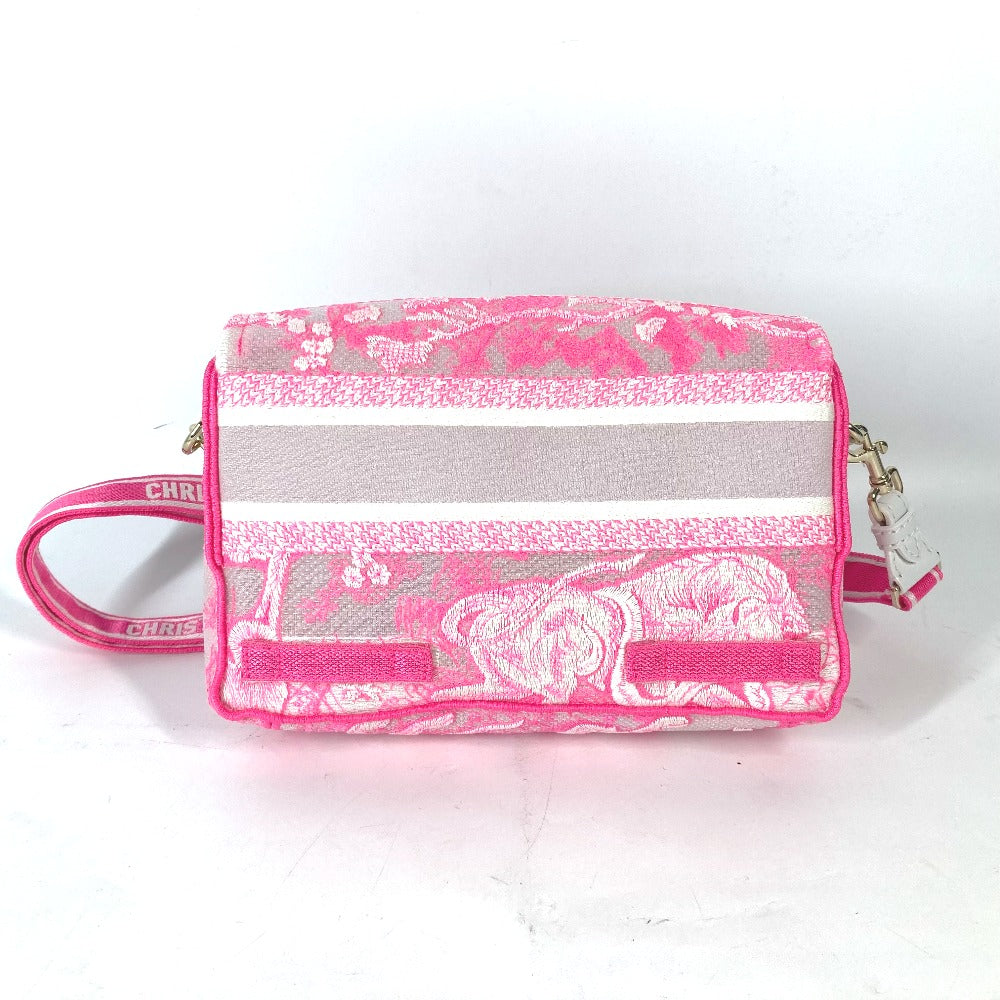 Dior Shoulder Bag canvas pink Toile de Jouy embroidered logo Women