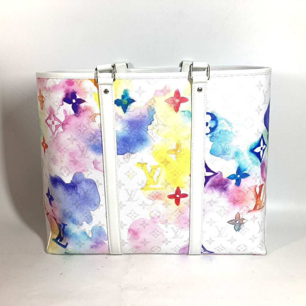LOUIS VUITTON Tote Bag leather white watercolor monogram Weekend Tote GM unisex(Unisex)