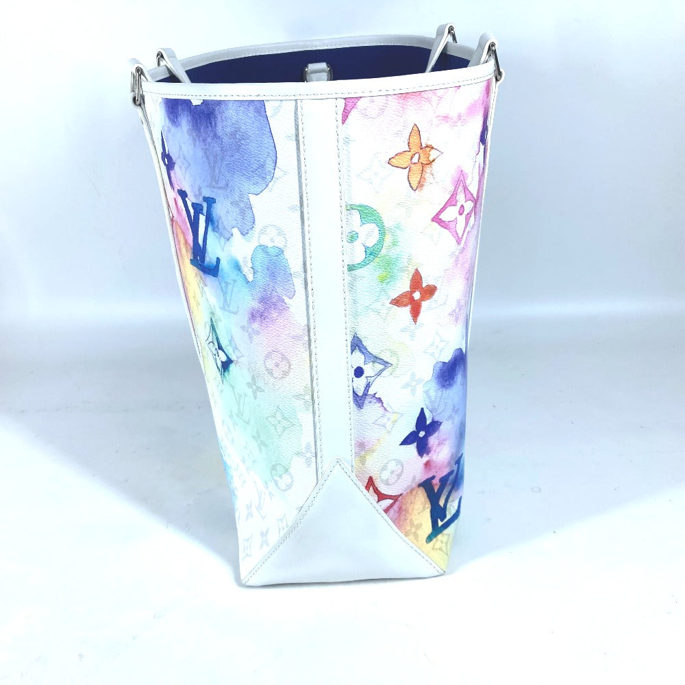 LOUIS VUITTON Tote Bag leather white watercolor monogram Weekend Tote GM unisex(Unisex)