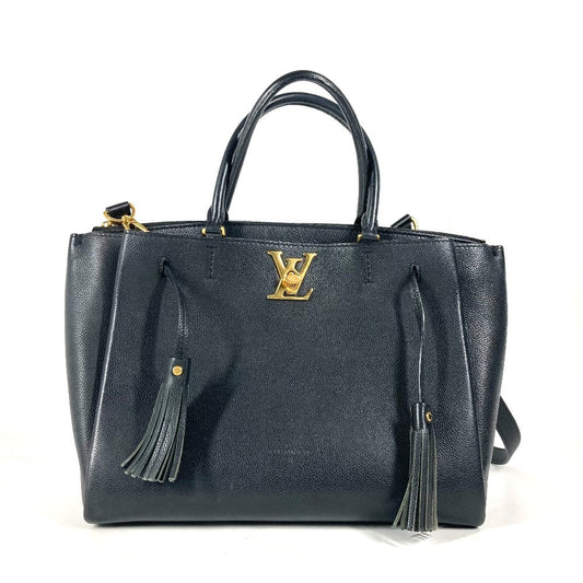 LOUIS VUITTON Shoulder Bag leather black With tassel Rock meat