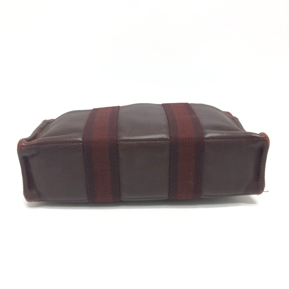 HERMES Handbag Leather / canvas Wine red type Half leather Fool ToePM Women