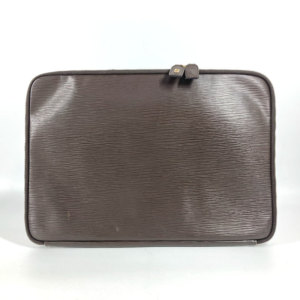 FENDI Clutch bag leather Brown FF logo Women