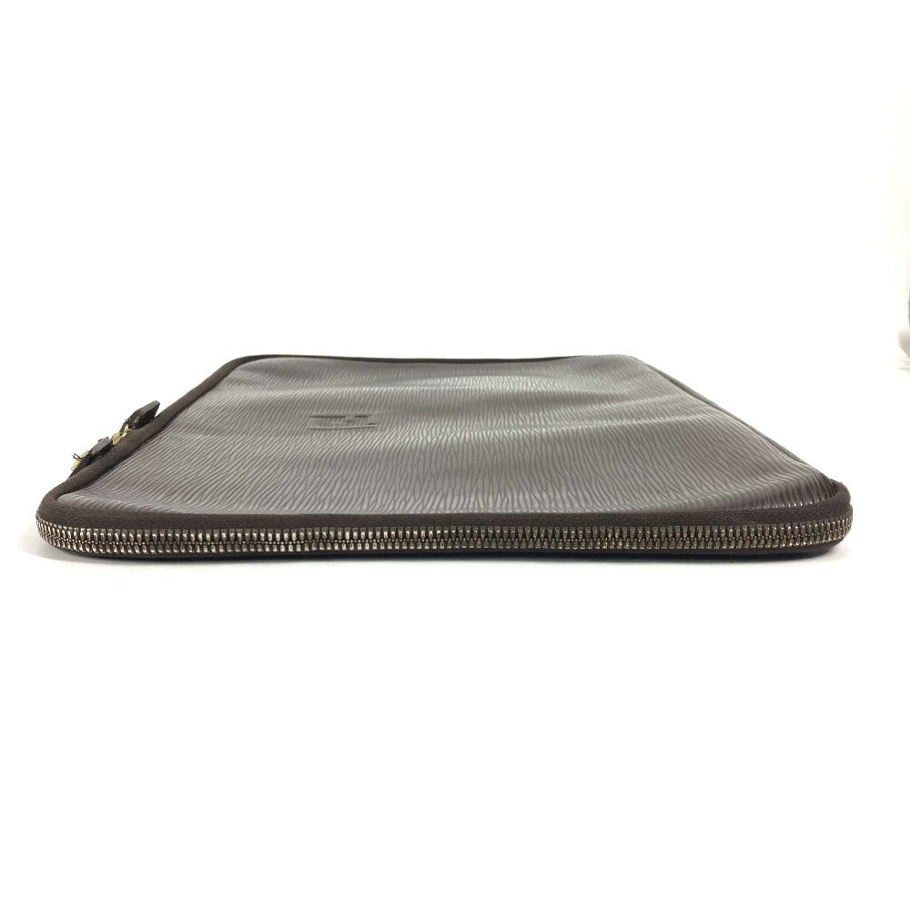FENDI Clutch bag leather Brown FF logo Women