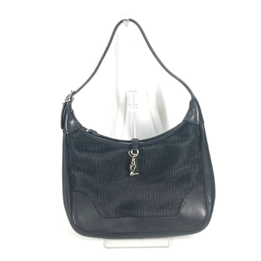 HERMES Shoulder Bag Straw, Leather black Trim 31 Trim 31