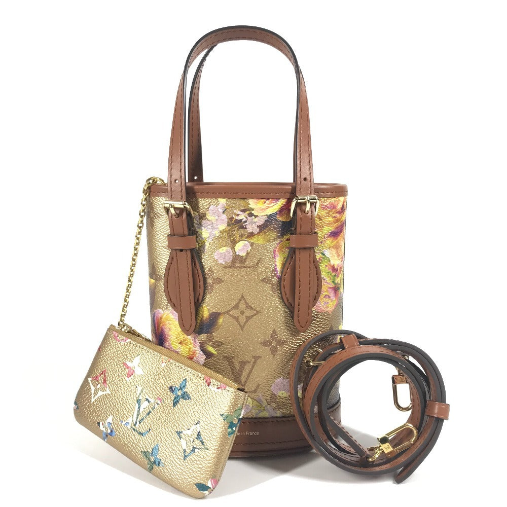 LOUIS VUITTON Shoulder Bag leather gold LV Garden Nano Bucket